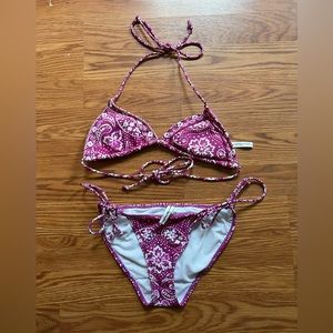 American Eagle XS Purple Floral Bikini
